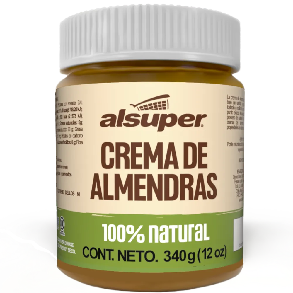 Crema De Almendras 100% Natural Alsuper 12 oz
