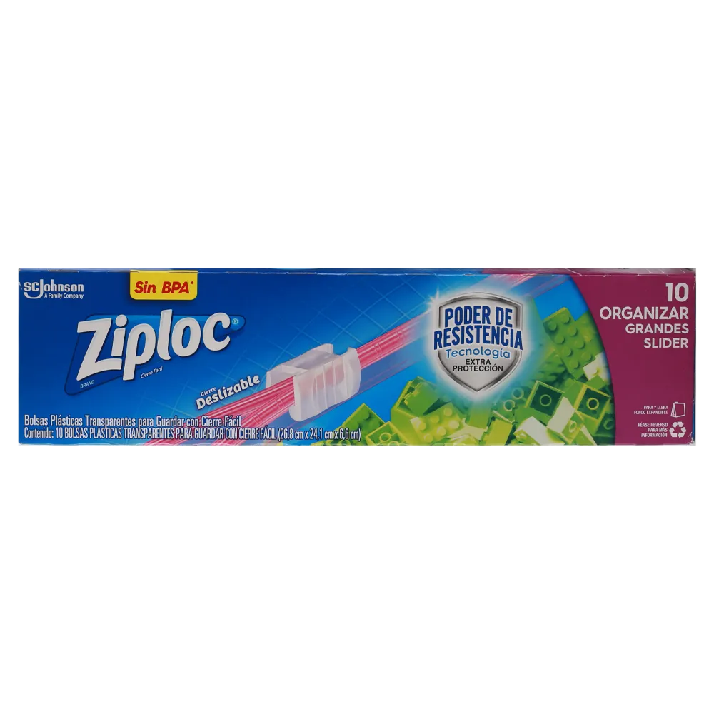 BOLSA P/ORGANIZAR CON G 26.8X24.1X6.6 ZIPLOC 10 PIEZA