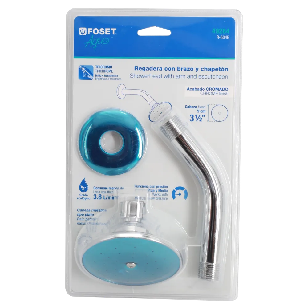 Regadera Redonda 3 1/2" Brazo Y Chapeton Foset 1 Pza