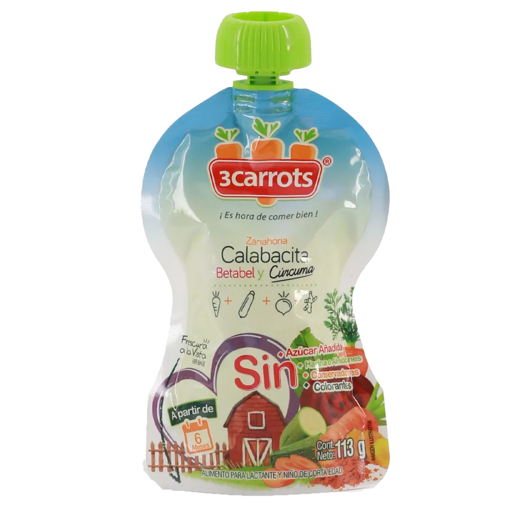 Papilla Pouch Zanahoria Calabacita 3Carrots 113 g