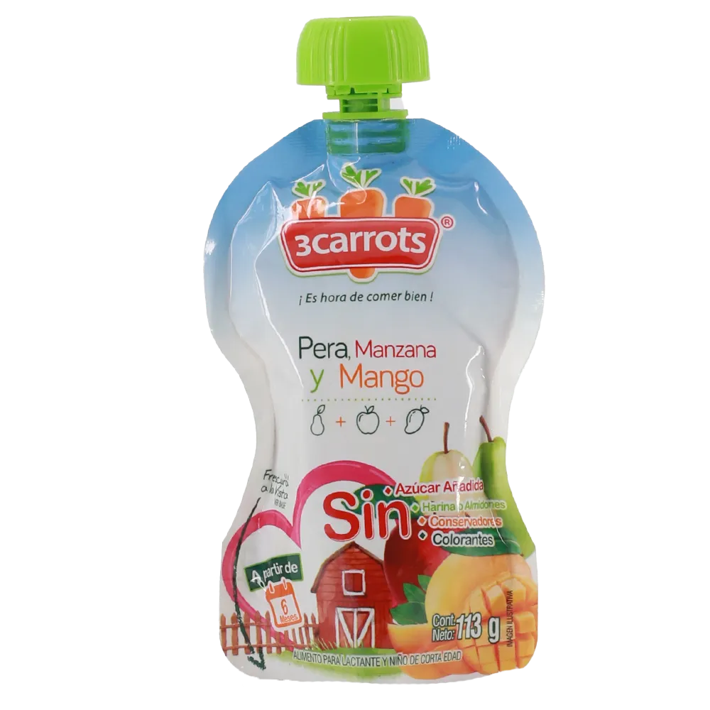 Papilla Pouch Pera Manzana Mango 3Carrots 113 g