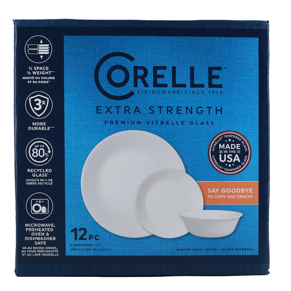 VAJILLA VIDRIO OPAL LINEA WINTER BLANCO CORELLE 1 PIEZA