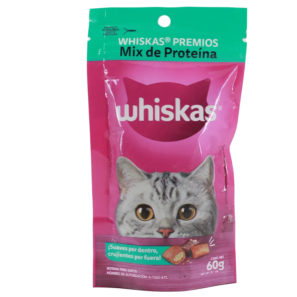 Premios Para Gato Mix De Proteina Whiskas 60 g