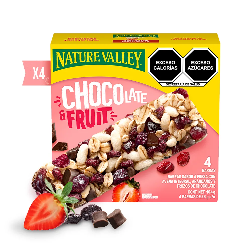 Barras De Granola Chocolate & Fruit Fresa Y Arandanos Nature Valley 104 g