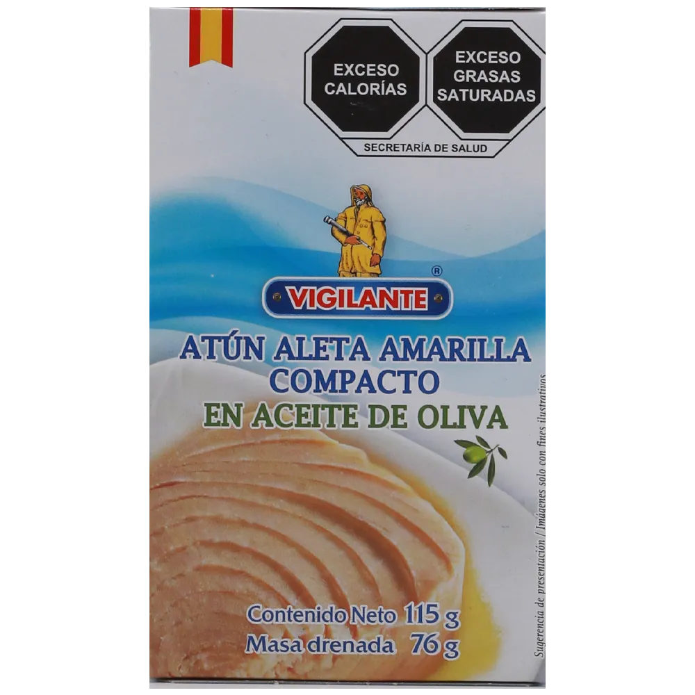 ATUN ALETA AMARILLA EN FILETE EN ACEITE DE OLIVA V VIGILANTE 115 GRAMOS
