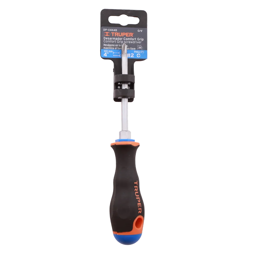 Desarmador De Cruz 1/4" X 4" Mango Confort Grip Truper 1 Pza