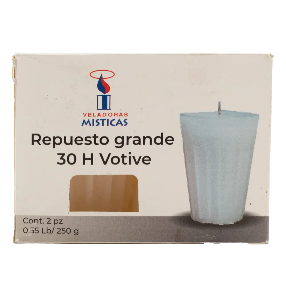 Veladora Repuesto Grande Sin Vaso 30H Blanco Veladoras Misti 2 Pza