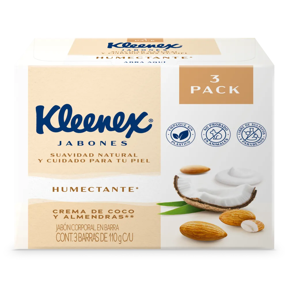 Jabon 3 Pack Coco Y Almendras Kleenex 110 g