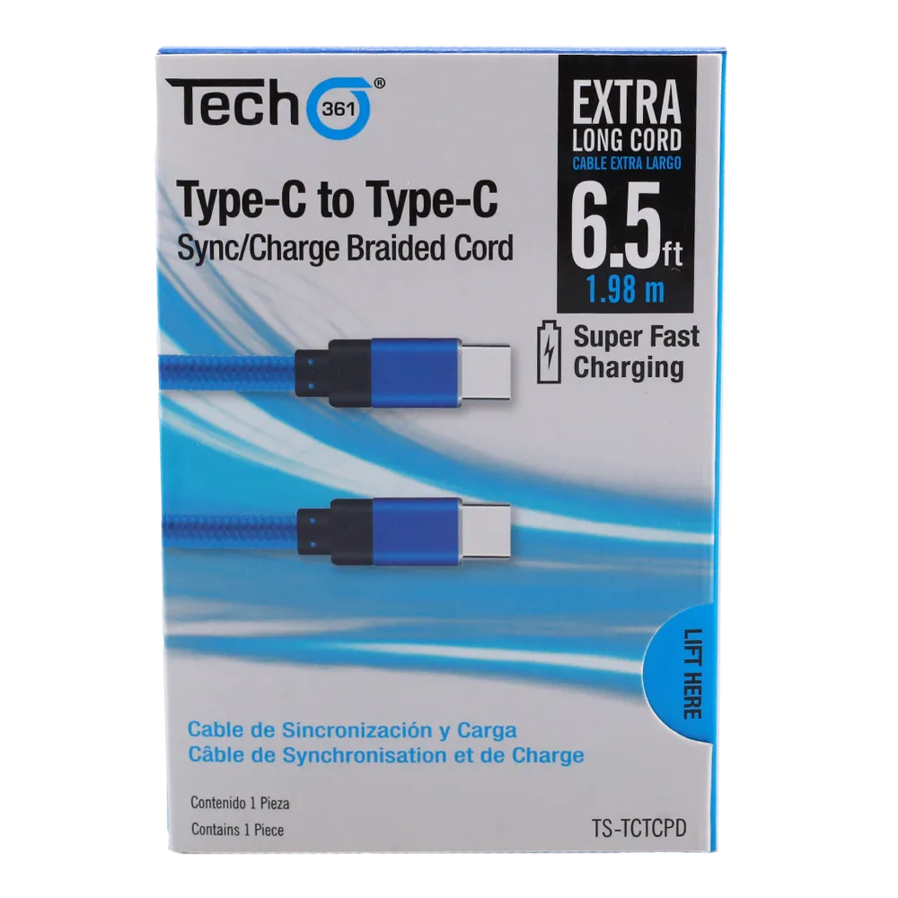 Cable Tipo -C A Tipo -C Pd Super Carga Rada198M Tech 361 1 Pza