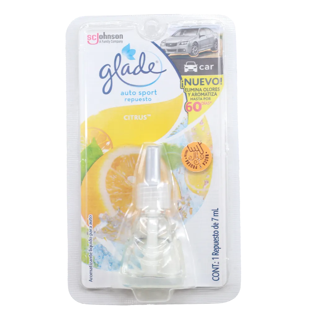 Aromatizante Para Auto Sport Repuesto Citrus Glade 7 Ml