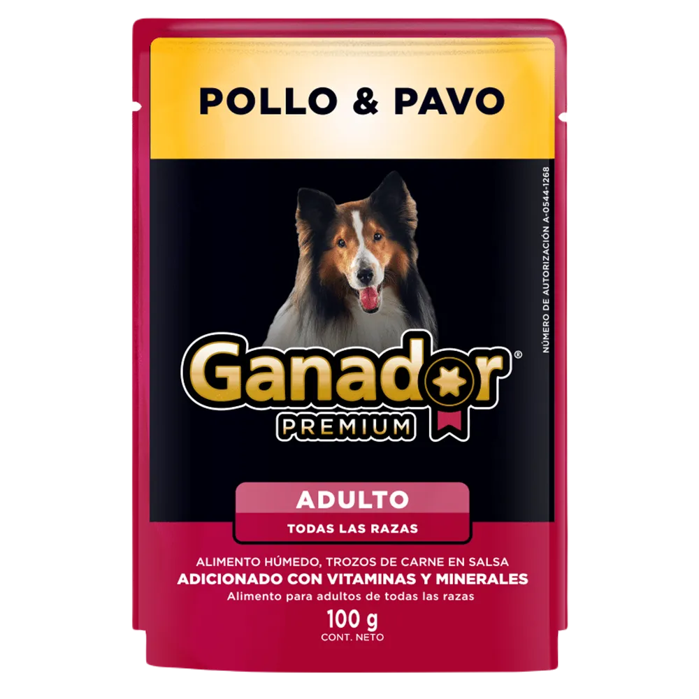 Alimento Humedo Para Perro Todas Las Razas Pollo & Pavo Ganador Premium 100 g