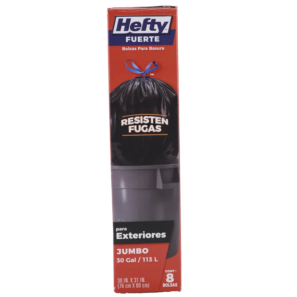 BOLSAS PARA BASURAS JUMBO HEFTY 8 PIEZA
