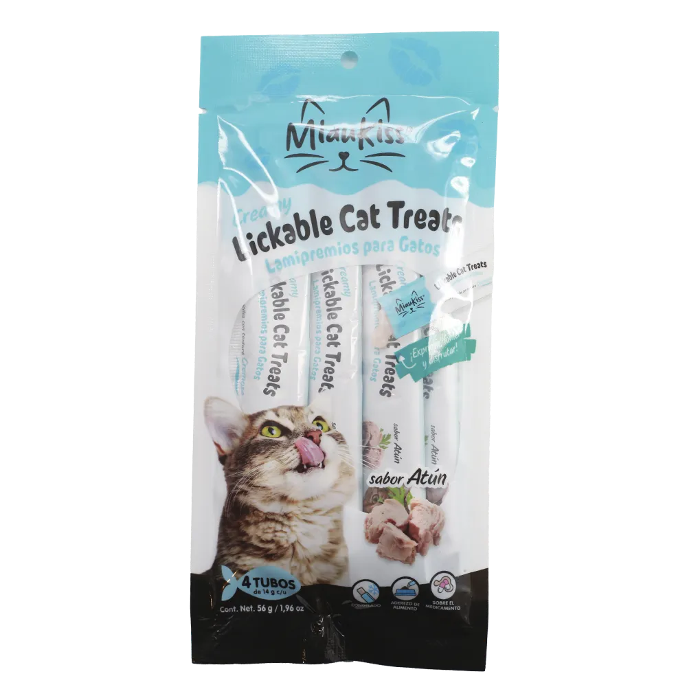 CREAMY LICKABLE CAT TREATS ATUN MIAUKISS 4 PIEZA