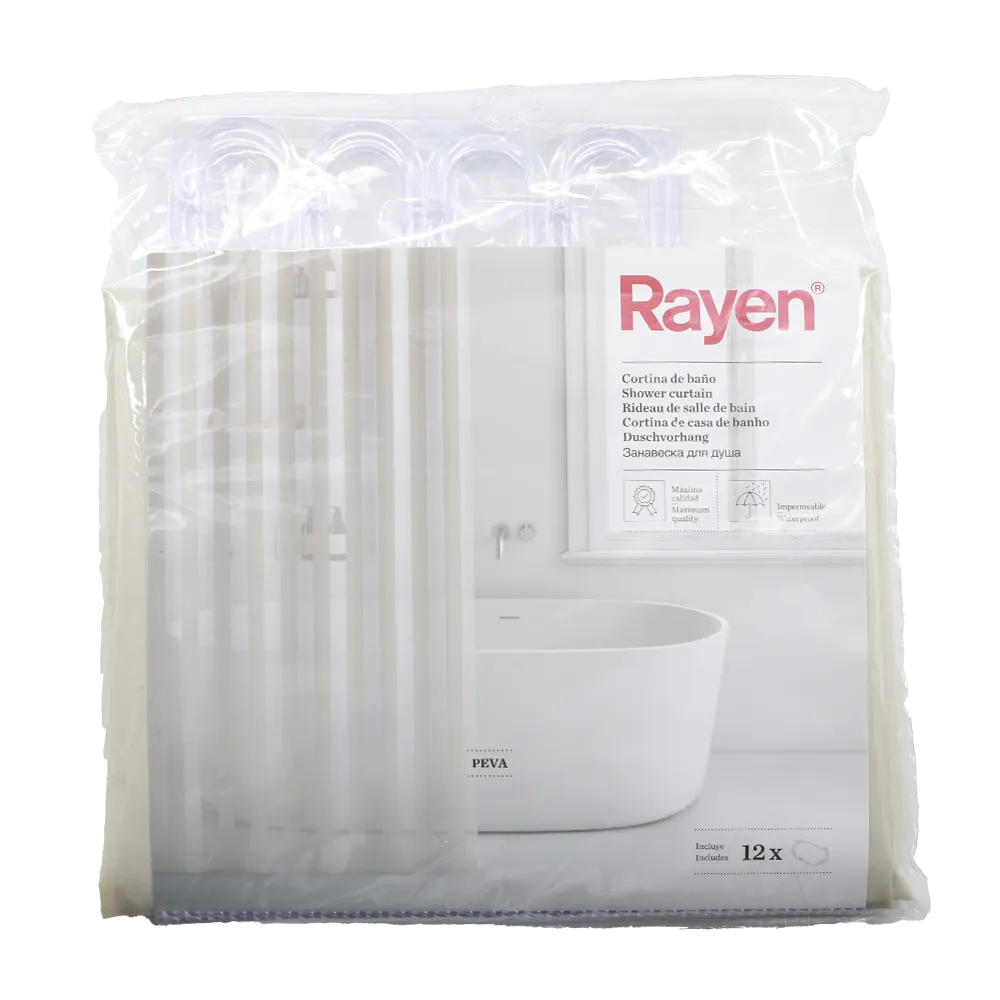 CORTINA PARA REGADERA 180 X 200 CM PVC PEVA RAYEN 1 PIEZA