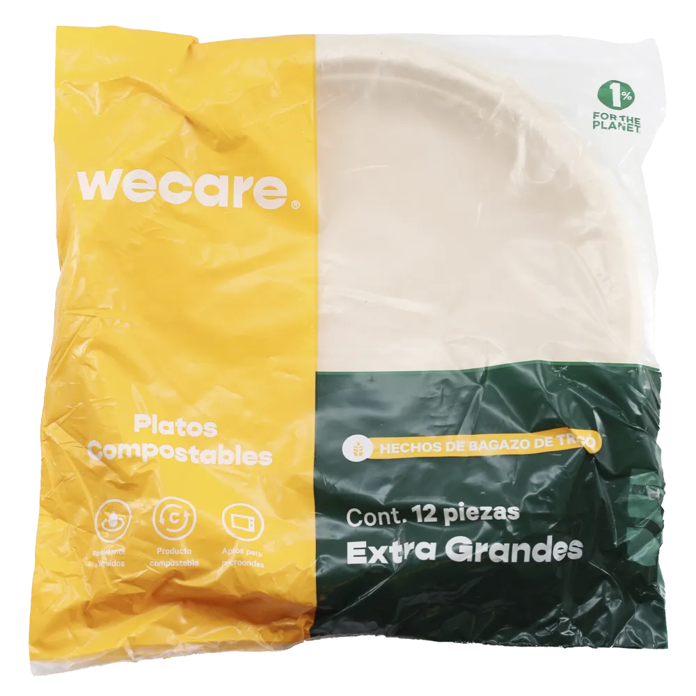 Plato Extra Grandecompostable Beige Wecare 12 Pz