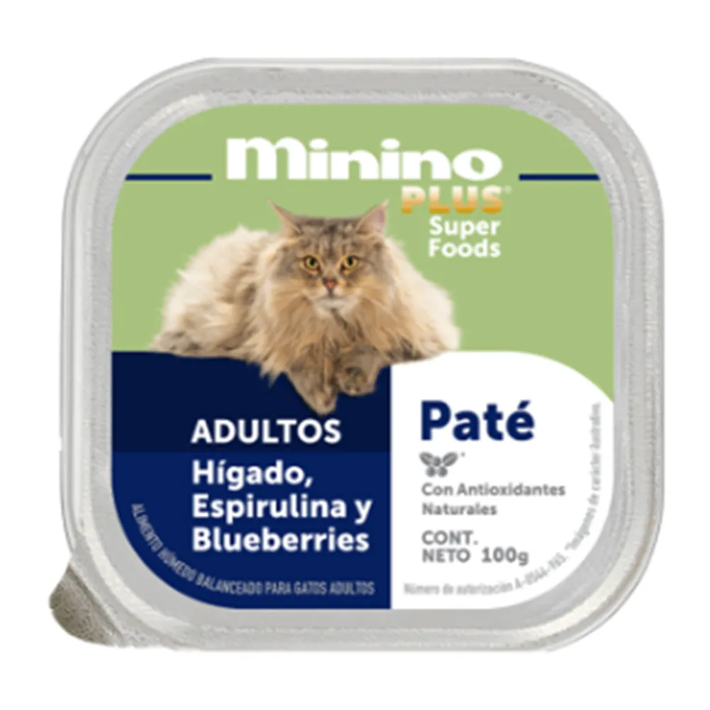 Pate Para Gato Adulto Higado, Espirulina Minino Plus 100 Gr