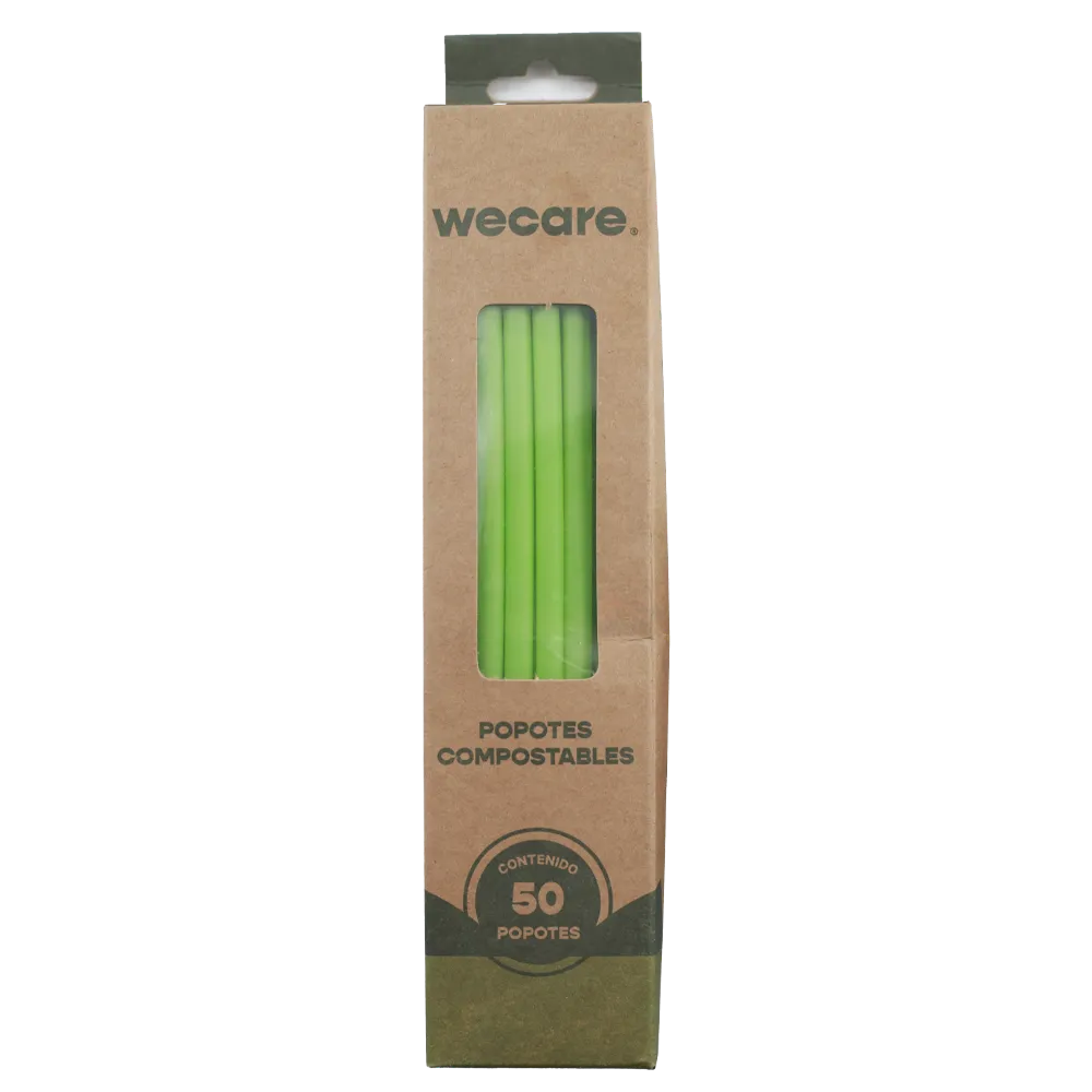 Popote Compostable Verde Wecare 50 Pz