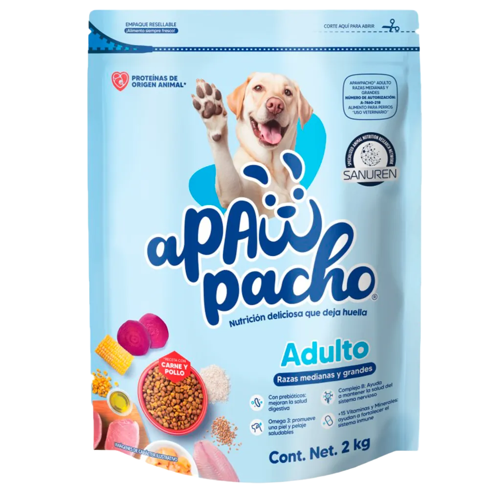 ALIMENTO SECO PARA CACHORRO RAZAS MEDIANAS CARNE Y POLLO APAWPACHO 2 KILOGRAM