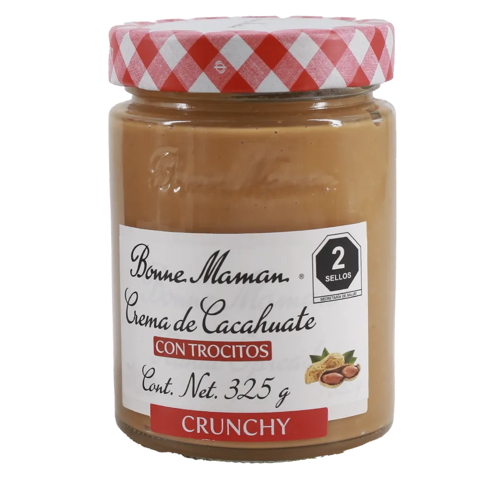 CREMA DE CACAHUATE CON TROCITOS BONNE MAMAN 325 GRAMOS