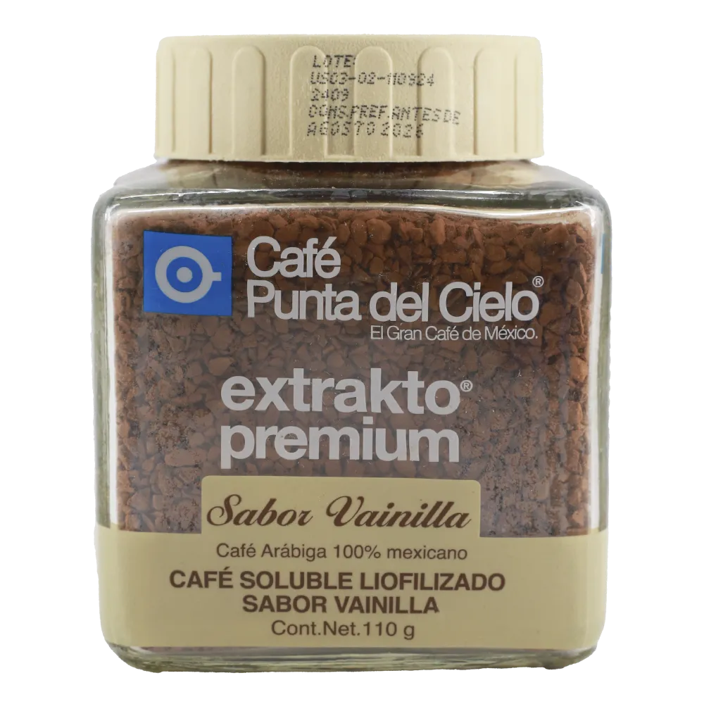 CAFE SOLUBLE LIOFILIZADO SABOR VAINILLA PUNTA DEL CIELO 110 GRAMOS