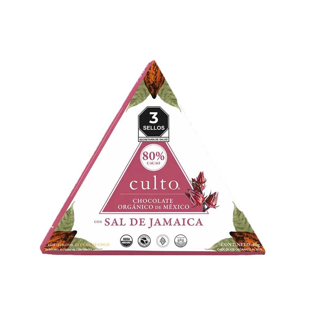 TABLETA CHOCOLATE CON SAL DE JAMAICA 80% CACAO CULTO 80 GRAMOS