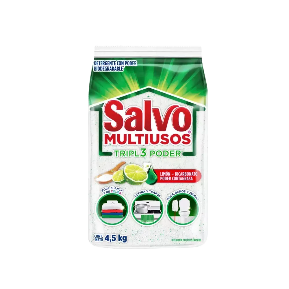DETERGENTE EN POLVO MULTIUSOS SALVO 4.5 KILOGR