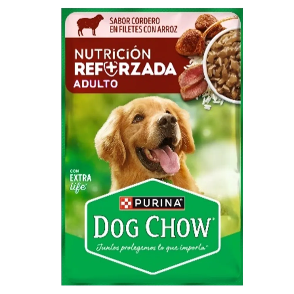 ALIMENDO HUMEDO PARA PERRO ADULTO POUCH CORDERO DOG CHOW 85 GRAMOS
