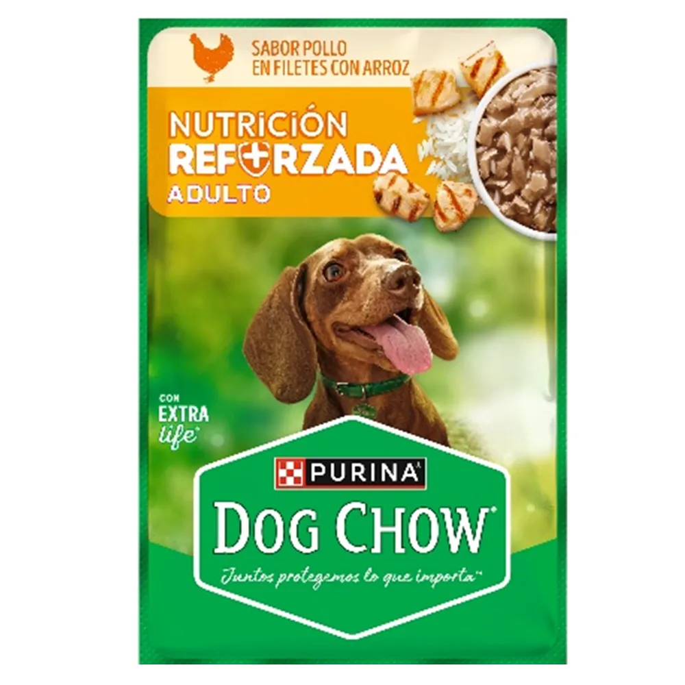 ALIMENDO HUMEDO PARA PERRO ADULTO POUCH POLLO DOG CHOW 85 GRAMOS