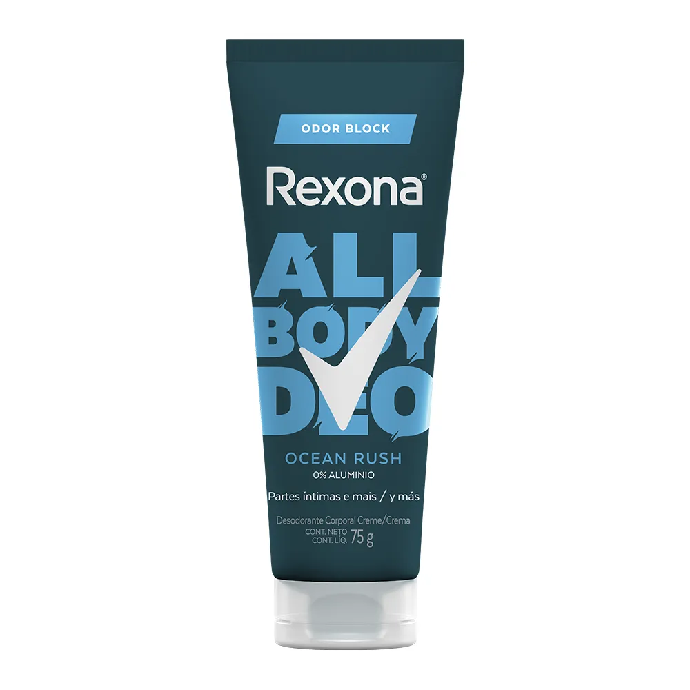 DESODORANTE ALL BODY CREMA OCEAN RUSH REXONA MEN 75 GRAMOS