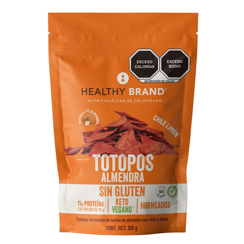 TOTOPOS KETO CHILE Y LIMON HEALTHY BRAND 100 GRAMOS