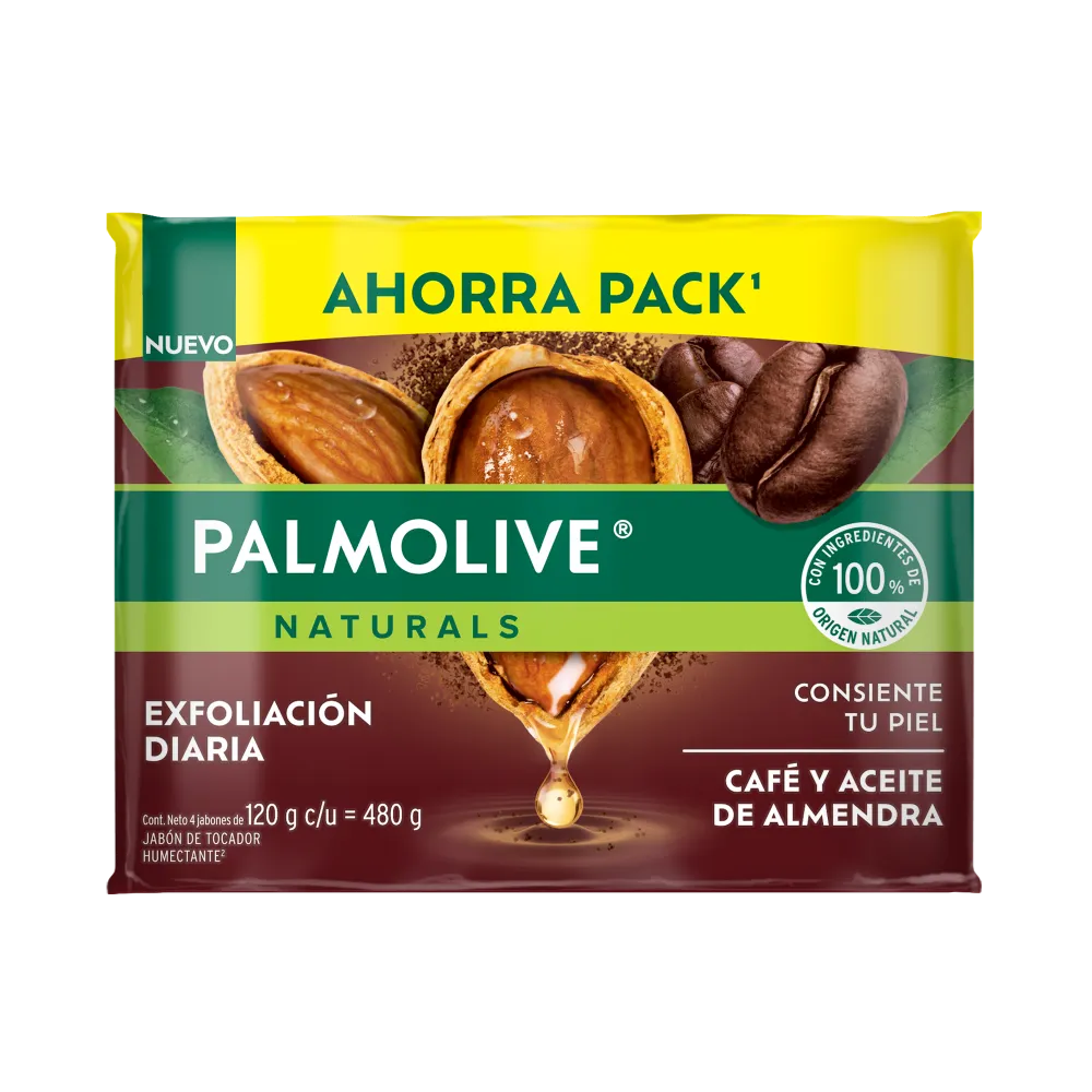 JABON BARRA CAFE Y ACEITE ALMEND PALMOLIVE 4 PIEZA