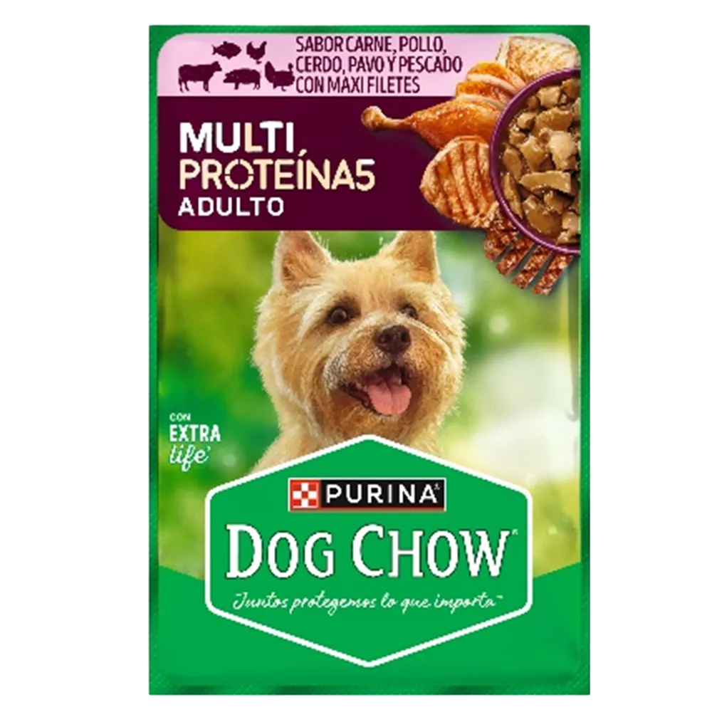 ALIMENTO HUMEDO PARA PERRO ADULTO MULTIPROTEINAS DOG CHOW 85 GRAMOS