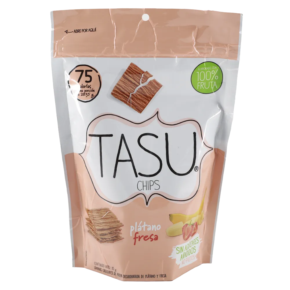 CHIPS DE FRESA-PLATANO TASU 85 GRAMOS