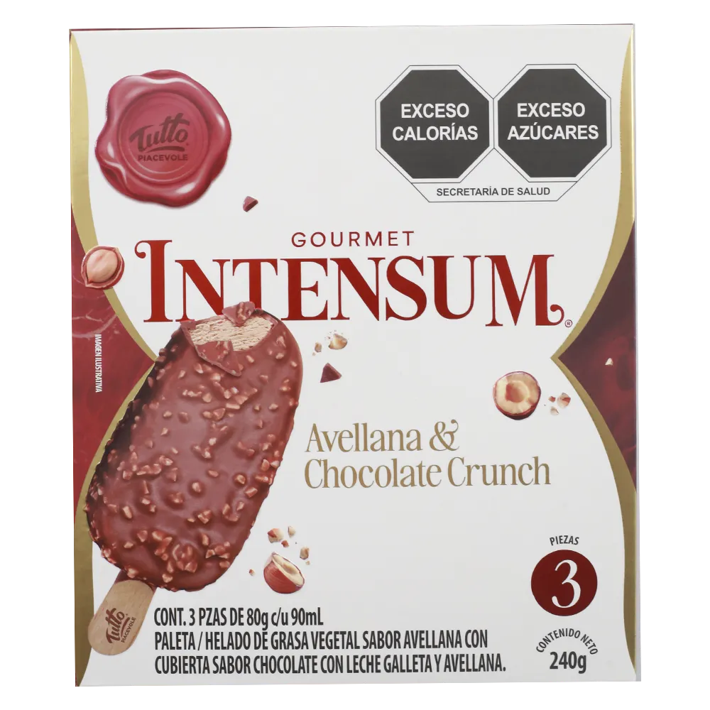 PALETA DE CHOCOLATE CON AVELLANA INTENSUM TUTTO PIACEVOLE 3 PIEZA