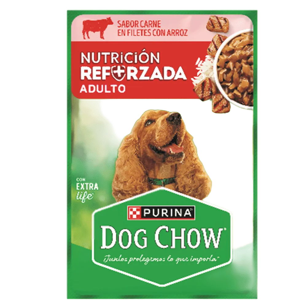 ALIMENDO HUMEDO PARA PERRO ADULTO POUCH CARNE DOG CHOW 85 GRAMOS