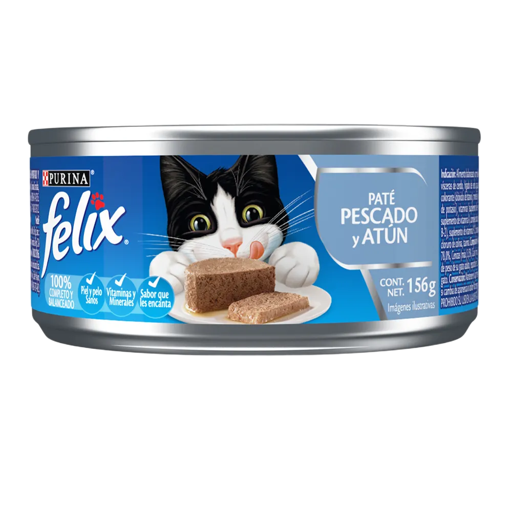 ALIMENTO HUMEDO PARA GATO PESCADO Y ATUN FELIX 156 GRAMOS