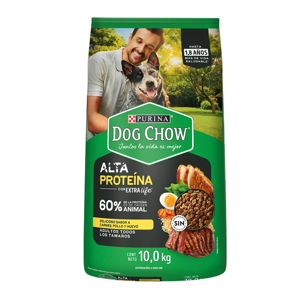 ALIMENTO SECO PARA PERRO ADULTO ALTA PROTEINA DOG CHOW 10 KILOGRA