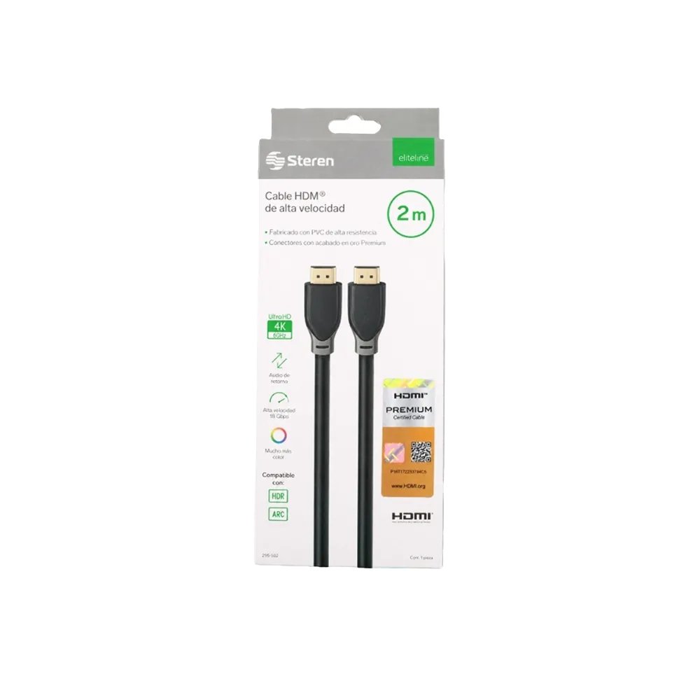 CABLE HDMI V2.0 ULTRA HIGH-SPEED 2M STEREN 1 PIEZA