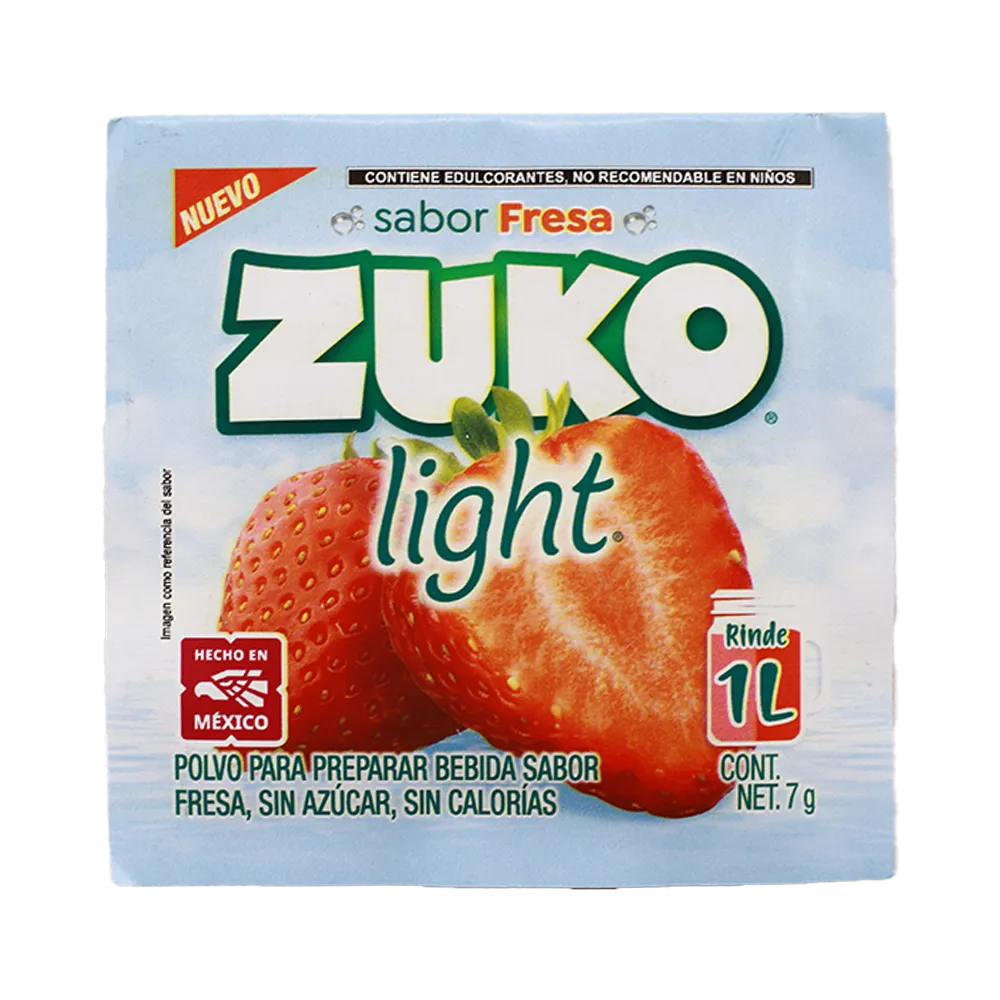 BEBIDA LIGHT EN POLVO FRESA ZUKO 7 GRAMOS