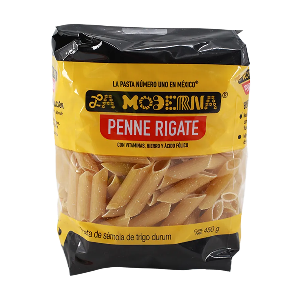 PASTA PARA SOPA PENNE RIGATE LA MODERNA 450 GRAMOS