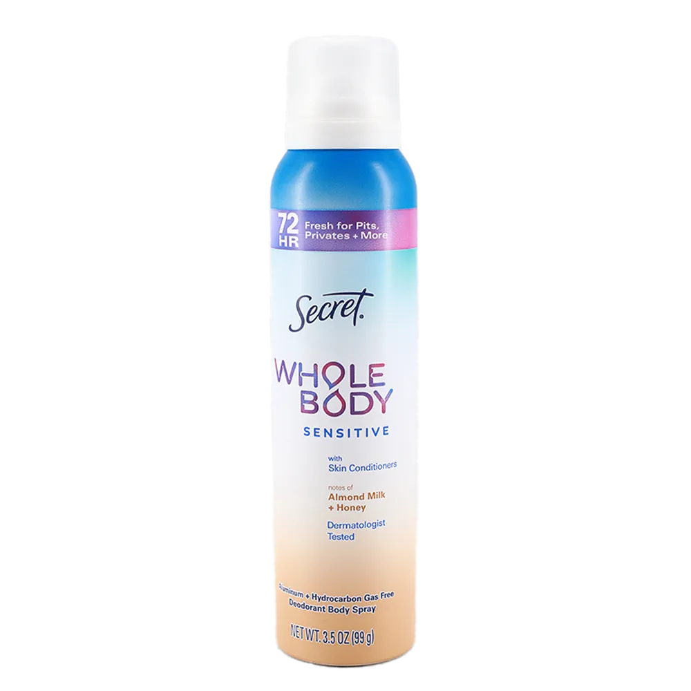 DESODORANTE EN AEROSOL ALL BODY LECHE DE ALMENDRAS Y SECRET 150 MILILI
