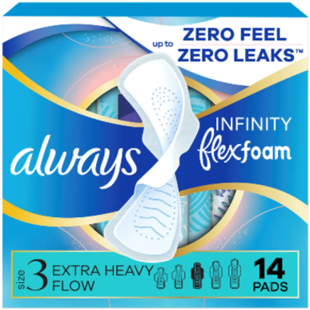 TOALLAS FEMENINAS C/A FLUJO SUPER ABUNDANTE SIZE 3 ALWAYS INFINITY 14 PIEZA