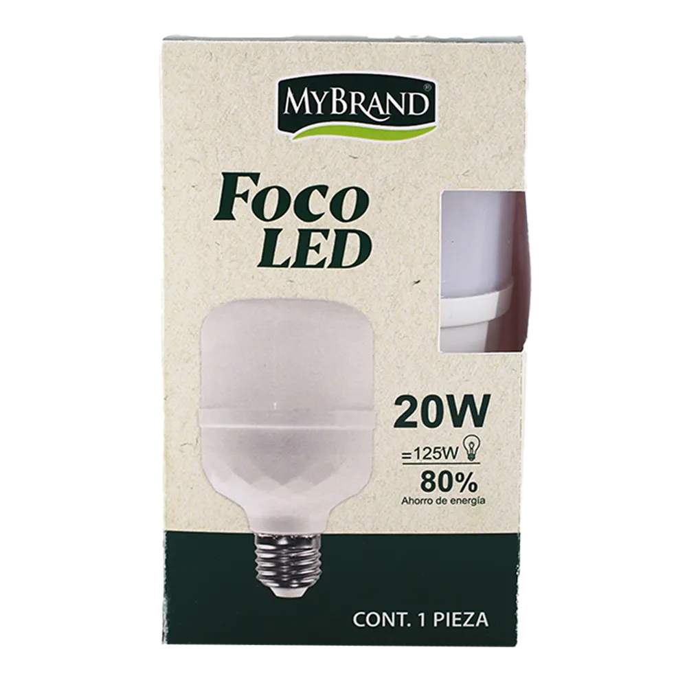 FOCO LED TIPO T 20W LUZ FRIA MYBRAND 1 PIEZA