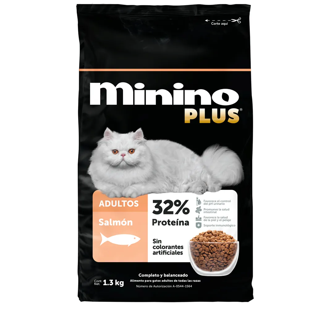 ALIMENTO SECO PARA GATO SALMON MININO PLUS 1.3 KILOGR