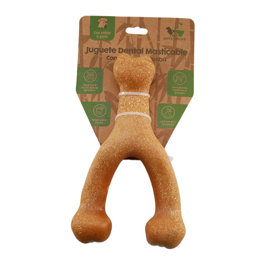JUGUETE DENTAL MASTICABLE CON FIBRA DE BAMB CAFÉ CLARO PETS & MORE 1 PIEZA