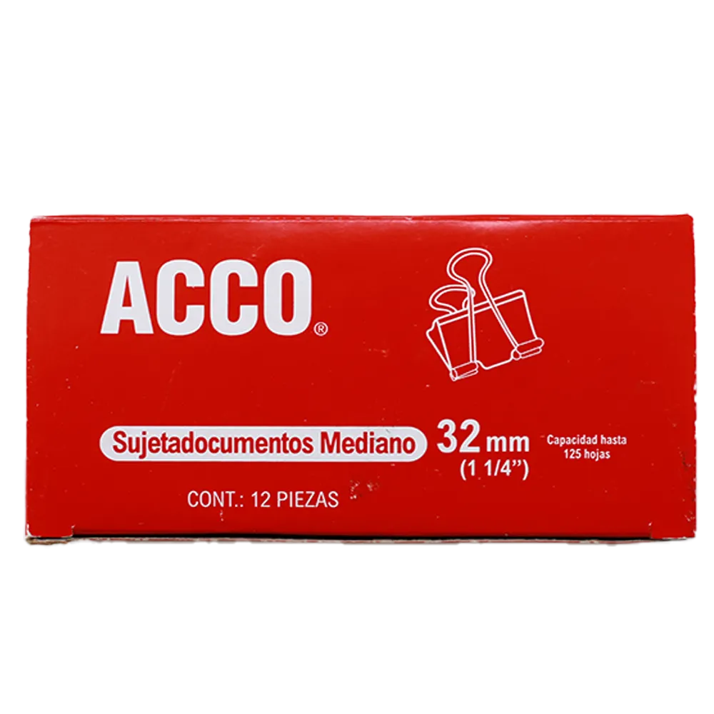 SUJETADOCUMENTOS MEDIANO 12 PZ ACCO 1 PIEZA