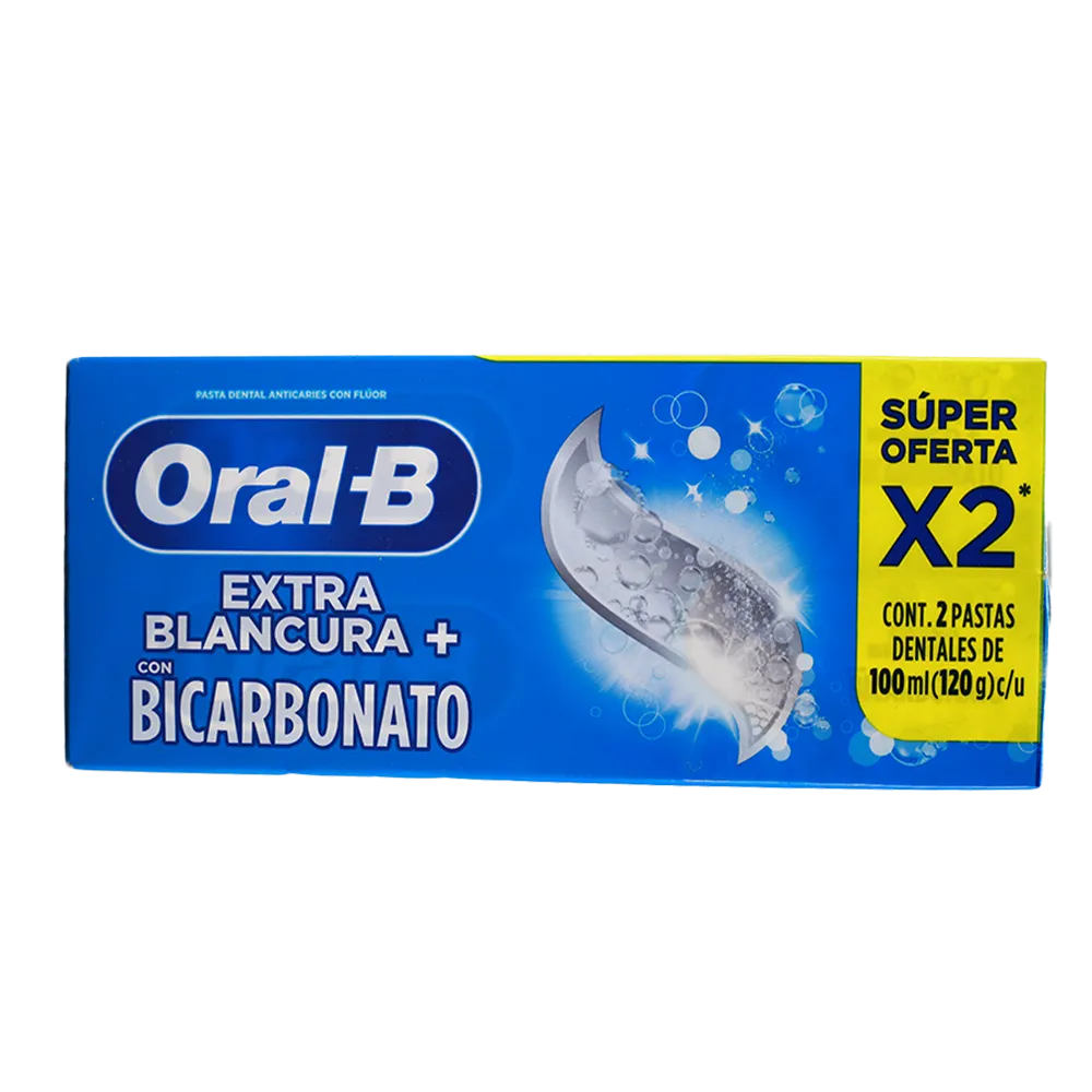 CREMA DENTAL EXTRA BLANCURA 2 PACK CON BICARBONATO ORAL B 200 MILILI