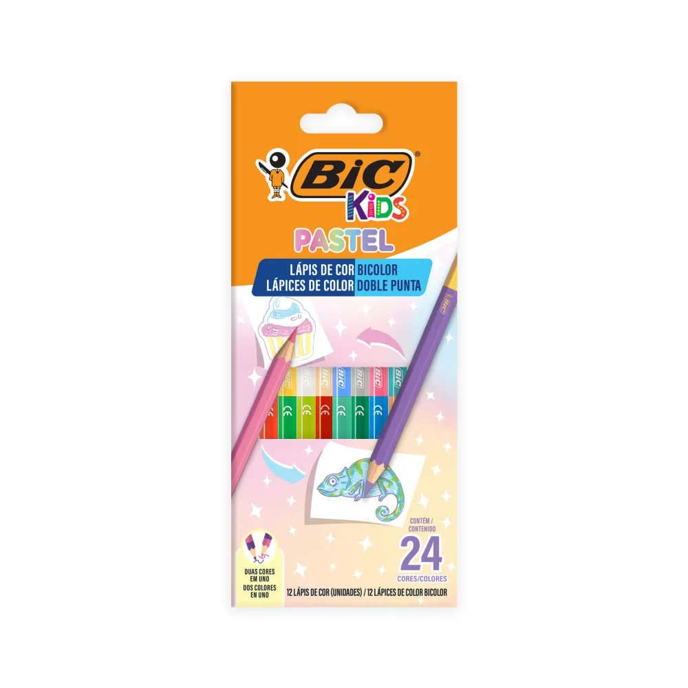 LAPICES DE COLORES BICOLOR PASTEL 12 PIEZAS BIC 1 PIEZA