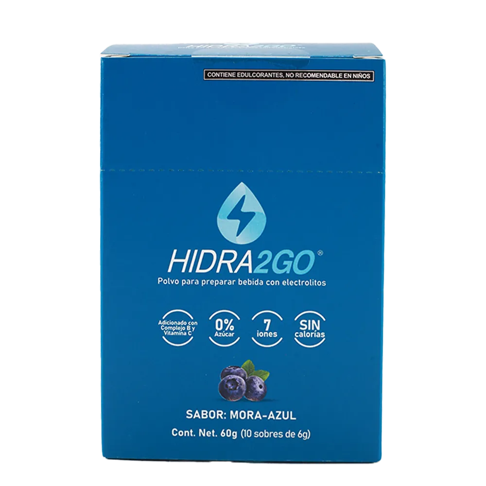 BEBIDA EN POLVO CON ELECTROLITOS MORA AZUL HIDRA2GO 60 GRAMOS
