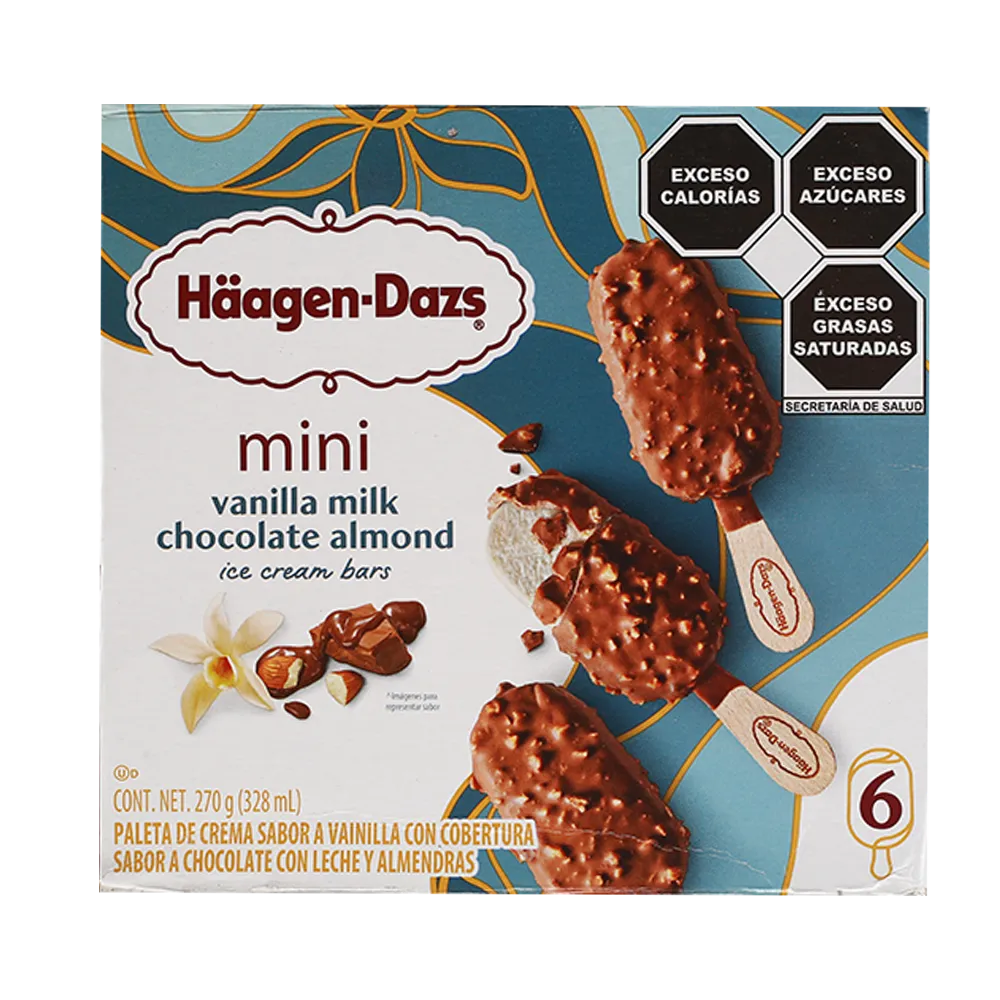 Multipack Paletas Vainilla Con Almendras Haagen Dazs 6 Piezas